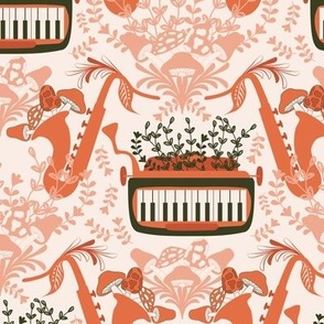 Typewriter Piano and Mushroom Plant Saxophone- Unexpected  Surreal Concept