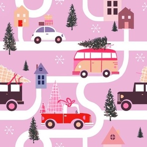 Holiday Tree Delivery- in Retro Pink!