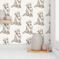 Golden Retriever Wallpaper Design in Ivory & Brown