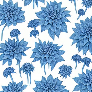 Cool Blue Floral Prints