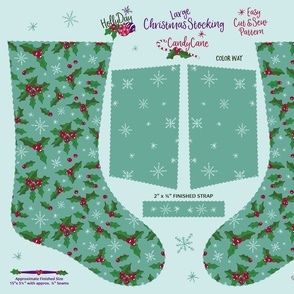 Joyful Large Cut And Sew CandyCane Christmas Stocking