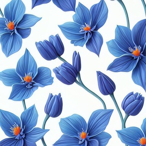 XL- Exotic Trendy Blue Floral