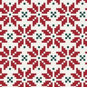Holiday Snowflake Fair Isle in Snow + Red