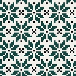 Holiday Snowflake Fair Isle in Snow + Evergreen