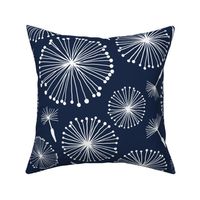 Delicate Dandelions - Navy Blue & White - LARGE