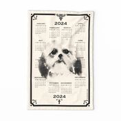 2024 Calendar - Abstract hand-painted Watercolor - vintage shih-tzu