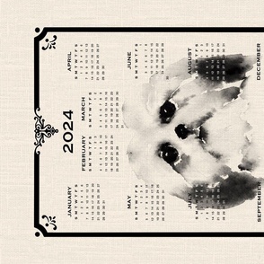 2024 Calendar - Abstract hand-painted Watercolor - vintage shih-tzu