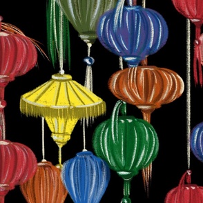 Big - Colourful Chinese Lanterns in Chalk - Big Size 