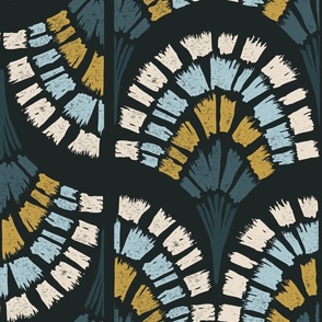 cockle shell teal art deco wallpaper 24IN