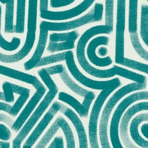 Teal Chalk Textured Abstract Geometric Design