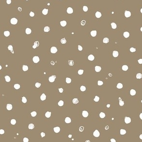 Small Spots Blender - White on Mushroom Tan Taupe Brown