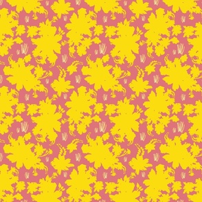 Solid Yellow Flowers on Pink