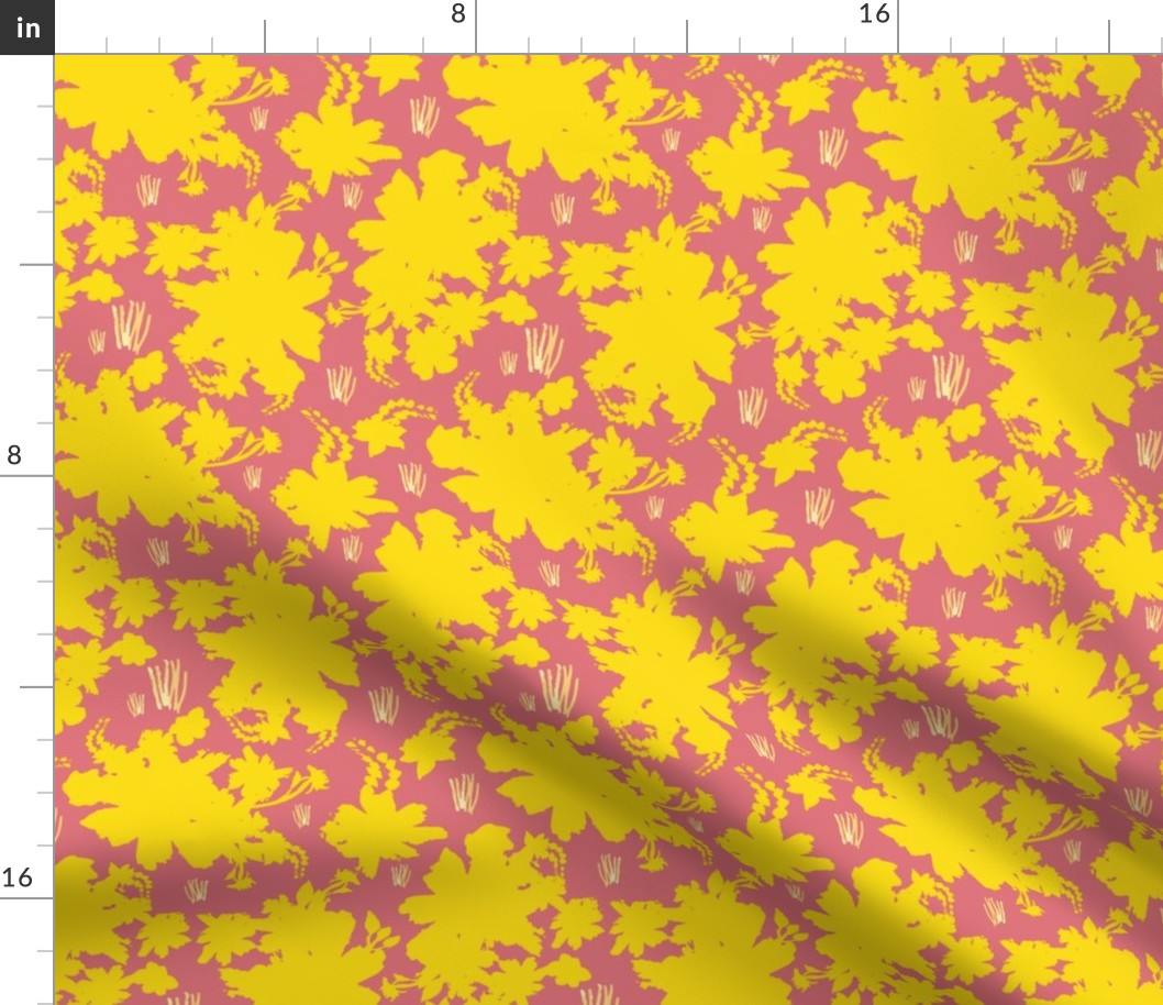 Solid Yellow Flowers on Pink