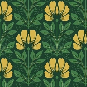 2239 Medium - Magic lilies, green / yellow