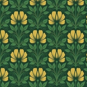 2239 Small - Magic lilies, green / yellow