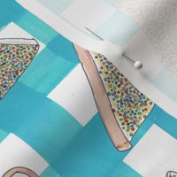 Delicious fairy bread on baby blue gingham