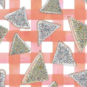 fairy bread on light orange gingham