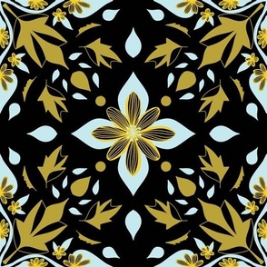 Flower tiles 2, black