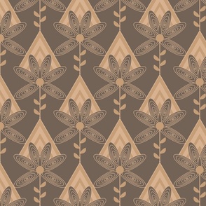 (small) Art Deco Daisy gold on Brown
