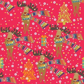 Happy Reindeer Joy - holly jolly merry Christmas_fucsia