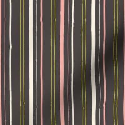 (M) Wiggly stripes charcoal, rose pink, ivory