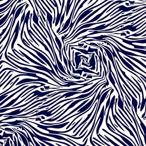Animal Swirls - Navy Blue and White - Large Scale