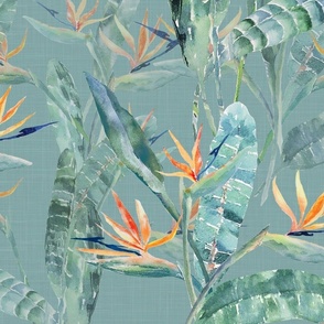 Bird of Paradise on Faded Teal 150