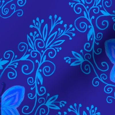 blue butterflies and plants by rysunki_malunki