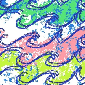 Electric Surf Waves in Neon Rainbow + White