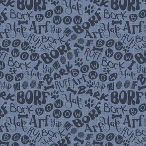 BTY Dog's Rule I Love Dogs Text BOW WOW Black Cotton Fabric By The Yard