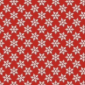Snowflakes  On Poppy Red