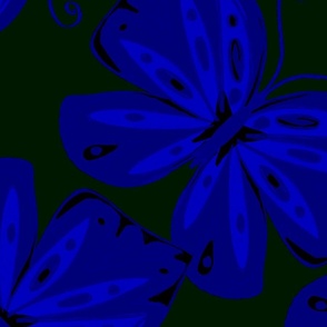 jumbo dark navy blue butterflies on black by rysunki_malunki