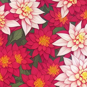 XL- Trendy Floral Dalhias