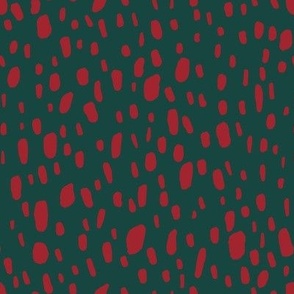 Christmas Dotty Blotty Spots in Evergreen + Red