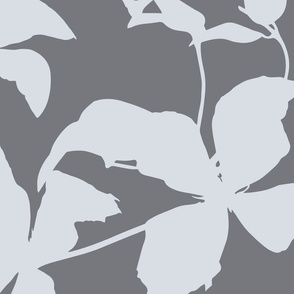 Clematis Flower Silhouette Pattern In Neutral Greys