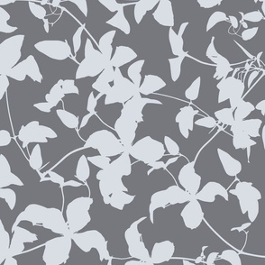 Clematis Flower Silhouette Pattern In Neutral Greys