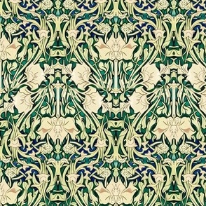Sage Green, Teal, and Ivory Art Nouveau Floral