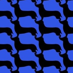Small Dachshund stack - black on blue 
