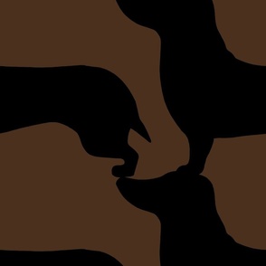 Large Dachshund stack - black on dark brown 