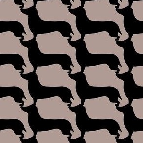 Small Dachshund stack - black on light taupe brown 