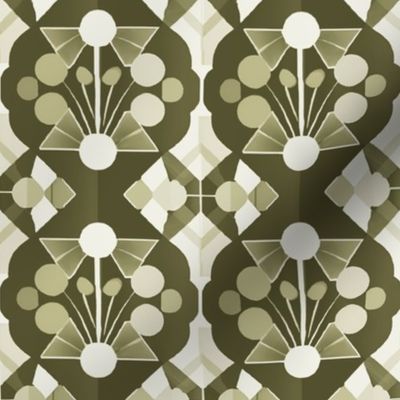 Sage Green Monochrome Deco Geometric