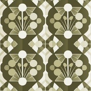 Sage Green Monochrome Deco Geometric