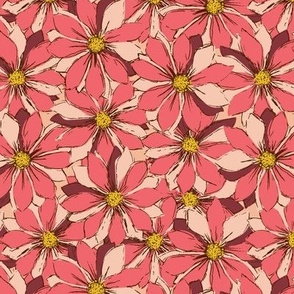 Dense layers of vintage pink gazania floral