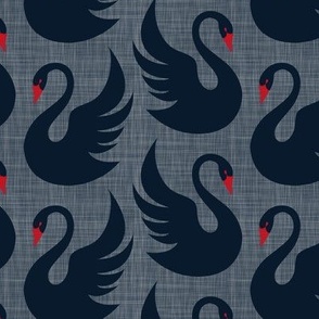 black swan on gray linen texture