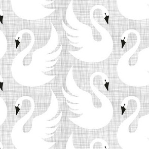 swan white on gray linen texture - medium scale
