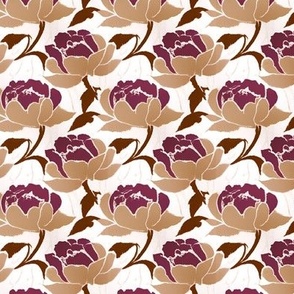 Peonies in Plum and Tan