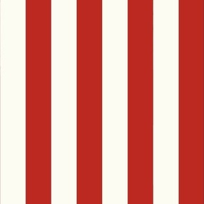Popcorn Stripes- Red and Off-White Stripes- Christmas- Holidays- Red abd White Cabana Stripes- Awning Stripes - Large- 2 inches