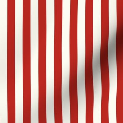 Popcorn Stripes- Red and Off-White Stripes- Medium- 1 inch