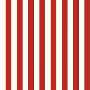 Popcorn Stripes- Red and Off-White Stripes- Medium- 1 inch
