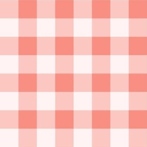 Flamingo Coral- Orange Pink Gingham- Medium- 1 Inch- Buffalo Plaid- Vichy Check- Checked- Nursery Wallpaper- Watermelon- Valentines Day- Baby Girl